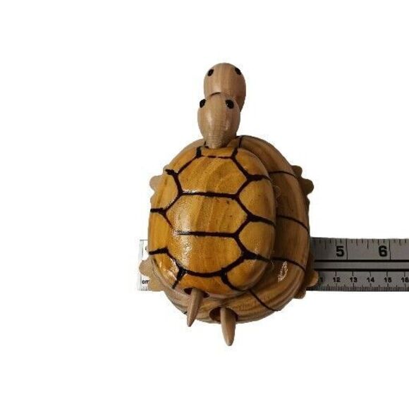 Wooden Turtle Tortoise And Baby On Wheels Moving Head And Tail Toy 6.5" X 4.5" - Picture 7 of 8